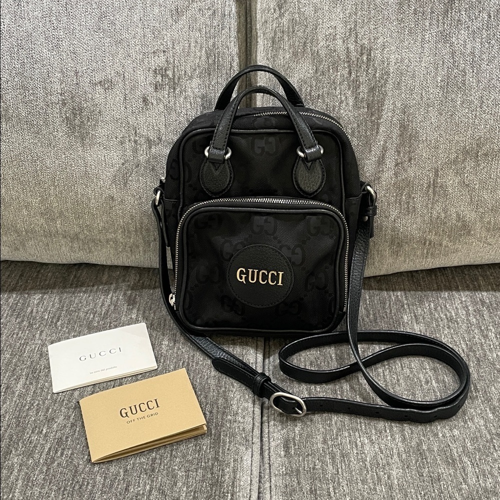 GUCCI GG Nylon Monogram Off The Grid Shoulder Crossbody Bag Black - Picture 4 of 15